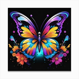 Butterfly With Flowers 16 Canvas Print