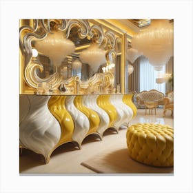 Gold And White Living Room Canvas Print