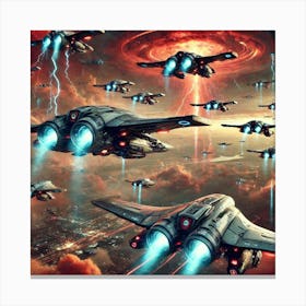 A Sci Fi Depiction Of Tempest Drones, Autonomous A Canvas Print