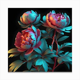 A Nocturnal Ballet of Spectral Peonies Canvas Print