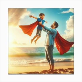 Father And Son On The Beach 1 Canvas Print