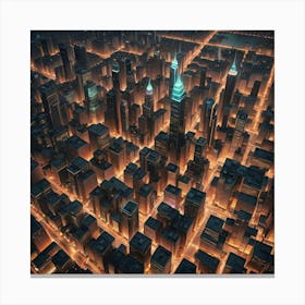 Cityscape At Night 10 Canvas Print