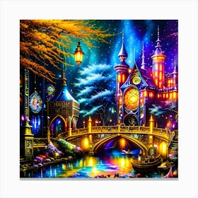 Disney Castle At Night Canvas Print