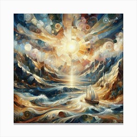 Sun Rising Over The Ocean Canvas Print