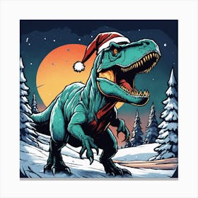 Dinosaur Santa Canvas Print