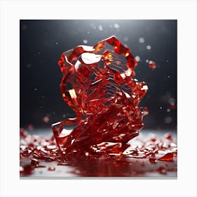 Prompt details  ultra detailed shot of a shattering sculpture made of red glass in a female shape, full body zoomed, ((red glitter floating  Canvas Print