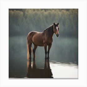 Horse Standing In Water Canvas Print