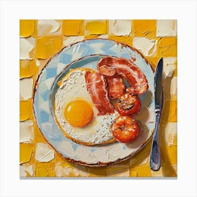 Full English Breakfast Yellow Checkerboard 3 Canvas Print