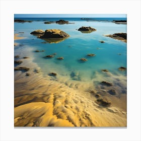 Striations in the Sand, Rock Pools on the Beach Canvas Print