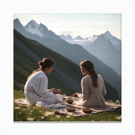 Two Women In The Mountains Canvas Print