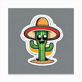 Mexico Cactus With Mexican Hat Sticker 2d Cute Fantasy Dreamy Vector Illustration 2d Flat Cen (26) Canvas Print