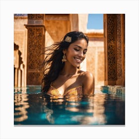 Peaceful Morocco Sexy Woman Swiming Pool Cach Ces (6) Canvas Print