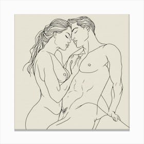 Nude Couple Kiss Canvas Print