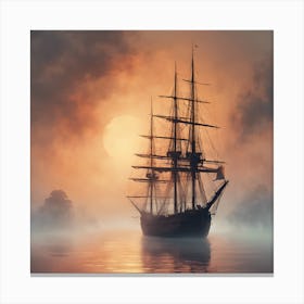 0 A Picture Of A Lonely Sailing Ship In Fog During S Esrgan V1 X2plus 1 Canvas Print