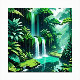 Waterfall In The Jungle Canvas Print