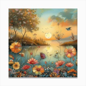 Sunset Flowers 2 Canvas Print