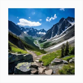 Peak Summit Ridge Glacier Snowcap Slope Elevation Climb Hike Trail Valley Range Gran (2) Canvas Print