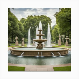 Fountain In The Park 3 Canvas Print