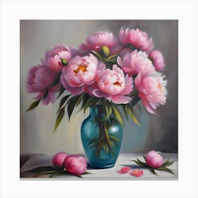 Peonies In A Vase 1 Canvas Print