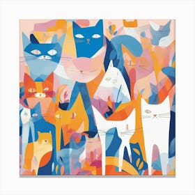 Cats In A Group Canvas Print