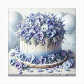 Blue Pansy Cake Canvas Print