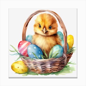 Easter Chick In Basket 6 Canvas Print