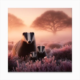 Badgers In The Field Canvas Print