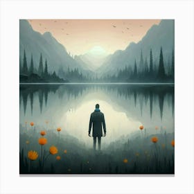 Man In The Water Canvas Print