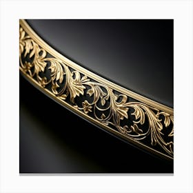 Bright Gold Metallic Border Smooth Texture Intricate Filigree Patterns Glinting Under Soft Diffu (5) Canvas Print