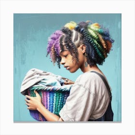 Woman Holding A Basket of Laundry 1 Canvas Print