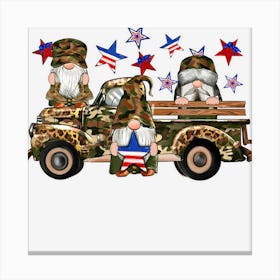 Limited Edition Camouflage Gnomes American Truck 4th Of July Canvas Print