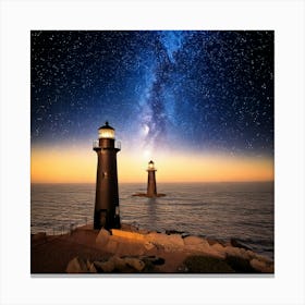 Firefly Black Lighthouses Over Cosmic Oceans On Venus 86643 Canvas Print