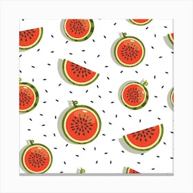 Seamless Background Pattern With Watermelon Slices Canvas Print