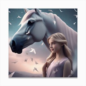 Girl With A Horse 3 Canvas Print