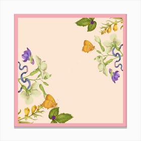 Watercolor Butterflies On A Pink Background Canvas Print