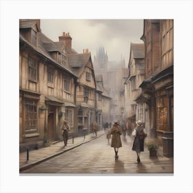 The historical street of Shambles in England, optimistic painting Canvas Print