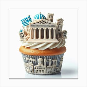 Greece Cupcake 3 Canvas Print