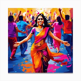 Vector Colorful Festive Celebration Joy Vibrant Culture Tradition Hindu Spring Happiness (6) Canvas Print