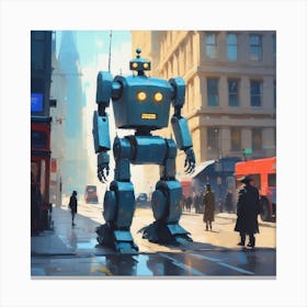 Robot In The City 85 Canvas Print