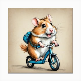 Hamster On A Bike 4 Canvas Print