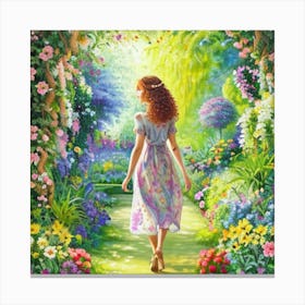 Girl In A Garden 7 Canvas Print