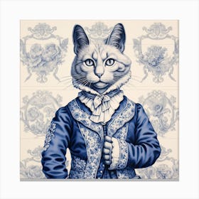 Royal Cats Delft Tile Illustration 4 Canvas Print