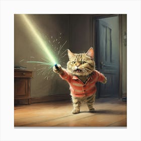 Cat With A Light Saber Canvas Print