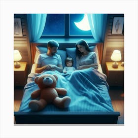 Family In Bed At Night 1 Canvas Print