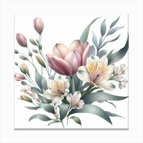 Tulips and Alstroemeria Canvas Print