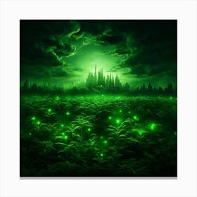 Green Night Sky Canvas Print