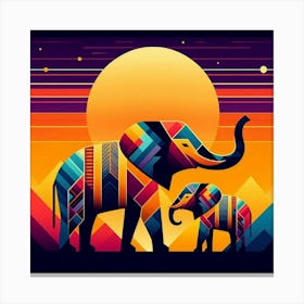 African Playful Elephants Canvas Print