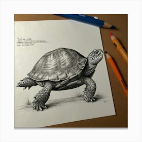 Turtle Drawing 12 Canvas Print