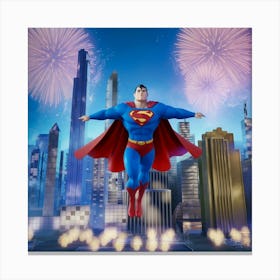 A 3d Render Of Superman Flying Over A Ci Bmwo6h03s0oab9e1vf0bpq Zxhdihwtsu P2tzkrc0lug Canvas Print