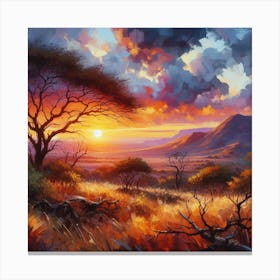 Bushveld Sunset Oil Canvas Print